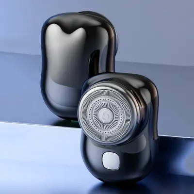 Prenosni mini brivnik s tremi obročki, mrežasti električni brivnik za moške, barva: črna