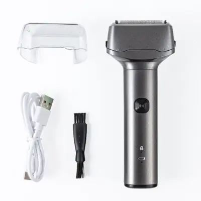 Moški recipročni brivnik s 3 rezili, polnilni, pralni, prenosni brivnik za brado (siv)