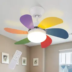 NETTLIFE stropni ventilator z belo osvetlitvijo, daljincem, tih, s časovnikom, 6 lopatic, za spalnico