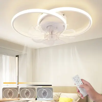 NETTLIFE LED stropni ventilator s tihim 36 W osvetlilom, daljincem, 3 barvnimi temperaturami, 6 hitrostmi, bel