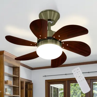 NETTLIFE stropni ventilator, bel, z lučjo, daljincem, tih, s časovnikom, 6 lopatic, za spalnico