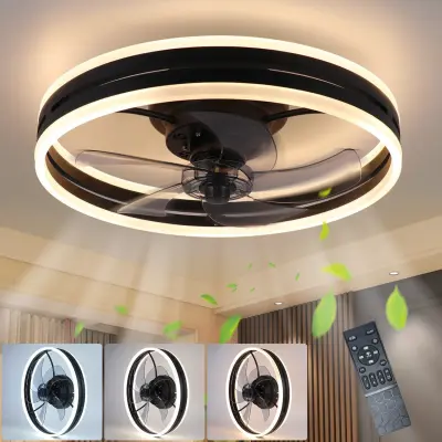 NETTLIFE Stropni ventilator z LED lučjo in daljincem - Tiho, zatemnilna stropna svetilka z ventilatorjem, časovnik