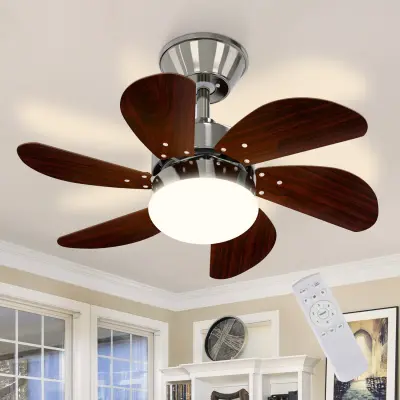 NETTLIFE stropni ventilator bela s svetilko, daljinski upravljalnik, tih, s časovnikom, 6 lopatic, za spalnico