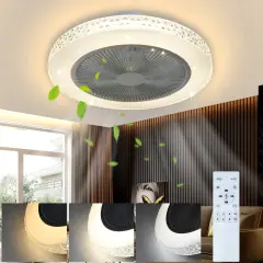 NETTLIFE Stropni ventilator z LED lučjo in daljincem - tih, 48,5 cm, zatemnitvijo, časovnikom, kristalni dizajn za dnevno sobo/spalnico