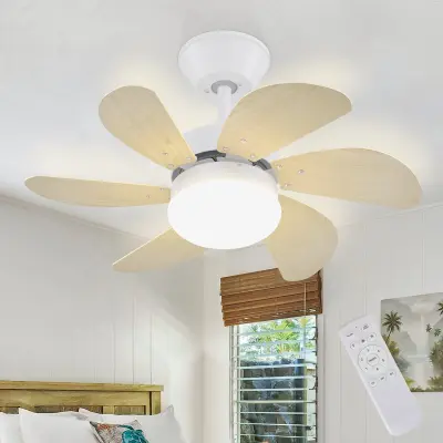 NETTLIFE Stropni ventilator z lučjo, daljinski upravljalnik, tih, s časovnikom, 6 lopatic, za spalnico