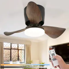 NETTLIFE LED stropni ventilator s svetilko in daljincem, tih 23 W 70 cm Črn Poletje/Zima Časovnik 6 hitrosti