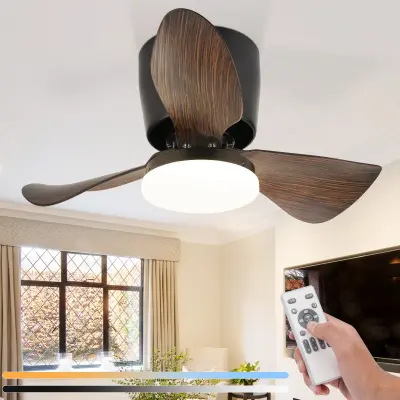 NETTLIFE LED stropni ventilator s svetilko in daljincem, tih 23 W 70 cm Črn Poletje/Zima Časovnik 6 hitrosti