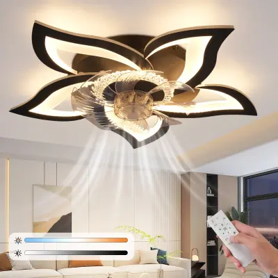 NETTLIFE LED stropni ventilator z osvetlitvijo 48 W, črn, tih, daljinski upravljalnik, zatemnitev, 3 barvne temperature, časovnik