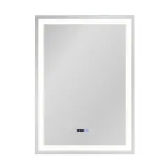NETTLIFE Svetlobno ogledalo za kopalnico - 60x80 cm LED, stensko, IP44, stikalo na dotik, ura, nastavljivo