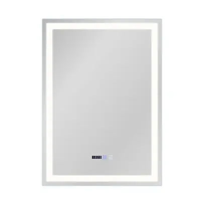 NETTLIFE Svetlobno ogledalo za kopalnico - 60x80 cm LED, stensko, IP44, stikalo na dotik, ura, nastavljivo