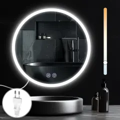 NETTLIFE Ogledalo z osvetlitvijo okroglo Stensko LED ogledalo IP44 okroglo 70cm s funkcijo osvetljenega ogledala na dotik z zatemnitvijo
