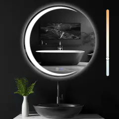 NETTLIFE kopalniško ogledalo z osvetlitvijo, okroglo LED ogledalo IP44, okroglo kopalniško ogledalo 50 cm s funkcijo na dotik