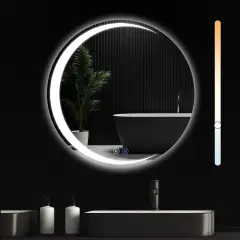 NETTLIFE ogledalo za kopalnico z osvetlitvijo, okroglo LED ogledalo IP44, okroglo ogledalo 70 cm z dotikom