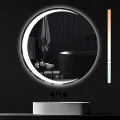 NETTLIFE ogledalo za kopalnico z osvetlitvijo, okroglo LED ogledalo IP44, okroglo ogledalo za kopalnico 80 cm z dotikom