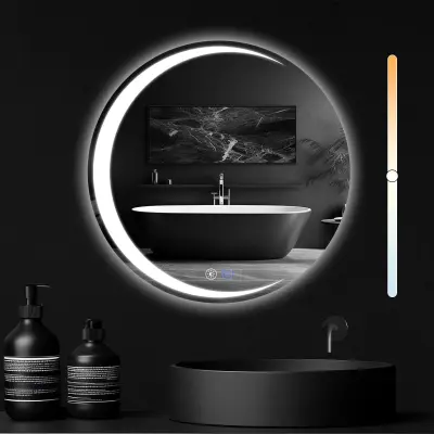 NETTLIFE kopalniško ogledalo z osvetlitvijo, okroglo LED ogledalo IP44, 60 cm okroglo kopalniško ogledalo s funkcijo na dotik