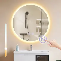 NETTLIFE kopalniško ogledalo z okroglo osvetlitvijo 50 cm, stensko LED ogledalo s funkcijo na dotik
