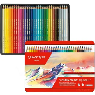 BARVICE CARAN D'ACHE SUPRACOLOR AKVAREL SET 30 BARV