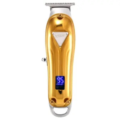 VGR V-063 8W USB gospodinjski prenosni kovinski strižnik za lase z LCD zaslonom (zlat)