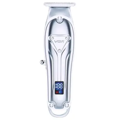 VGR V-063 8W USB gospodinjski prenosni kovinski strižnik za lase z LCD zaslonom (srebrn)