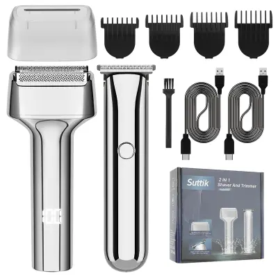 2-v-1 električni brivnik in prirezovalnik las z recipročnim delovanjem Silver