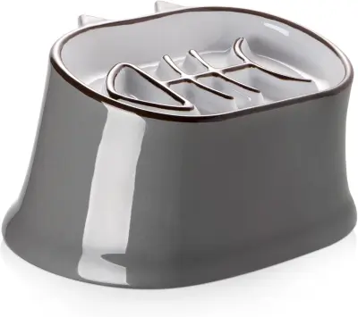 Y YHY Dvignjena počasi hranilna posoda v obliki ribje kosti za mačke in pse, za suho in mokro hrano, brez črnih madežev na bradi, siva