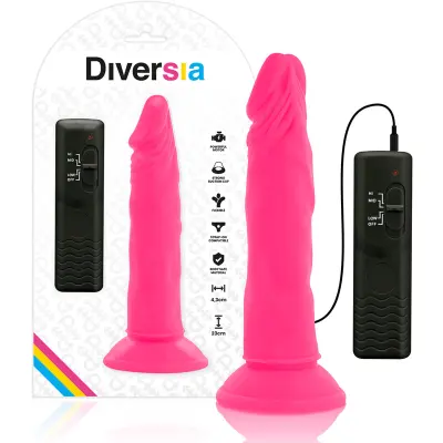 DIVERSIA - FLEKSIBILNI DILDO Z VIBRAO ROZA 23 CM -O- 4,3 CM