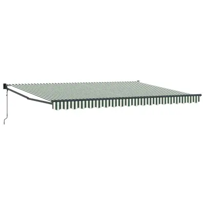 vidaXL Avtomatska retraktabilna tenda Zelena in bela 450x300 cm