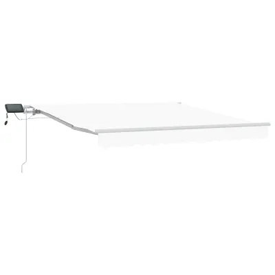 vidaXL ročna retraktibilna tenda z LED belo 350x250 cm