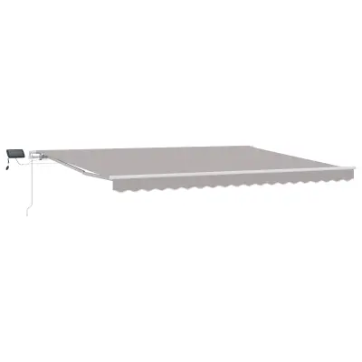 vidaXL Ročna zložljiva tenda z LED svetlom svetlo siva 450x300 cm