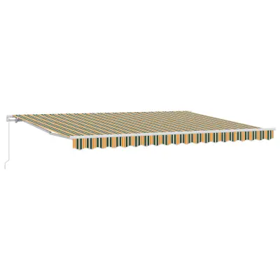 vidaXL Ročna retraktibilna tenda Zeleno in Rumeno 450x300 cm