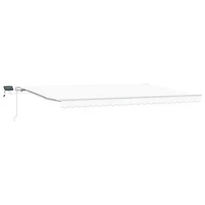 vidaXL Ročna retraktibilna tenda z LED belo 500x300 cm