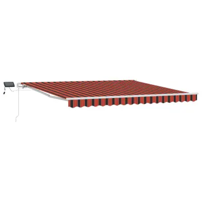 vidaXL Ročna retraktibilna tenda z LED oranžna in rjava 400 x 350 cm