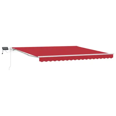 vidaXL Ročna zložljiva tenda z LED Rdeča 400x300 cm