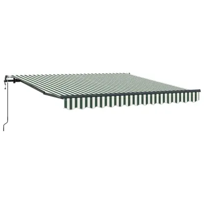 vidaXL Avtomatska retraktibilna tenda Zelena in bela 350x250 cm