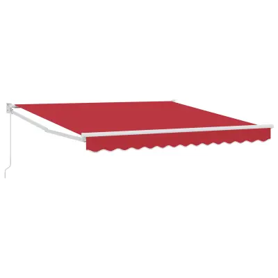 vidaXL Ročna Retraktibilna Tenda Rdeča 350x250 cm