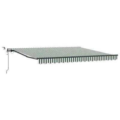 vidaXL Samodejna retraktibilna tende z LED zeleno in belo 400x300 cm