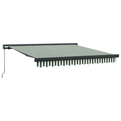 vidaXL Ročna Retraktibilna Tenda Zelena in Bela 350x250 cm