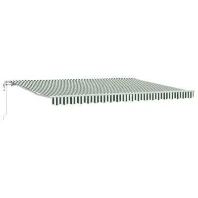 vidaXL Samodejna retraktibilna tenda Zelena in bela 450x300 cm