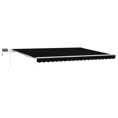 vidaXL Ročna retraktibilna tenda z LED črno 450x300 cm