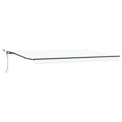 vidaXL Samodejna Retraktibilna tenda z LED bela 500x300 cm