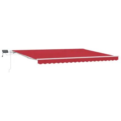 vidaXL Ročna zložljiva tenda z LED Rdeča 450x300 cm