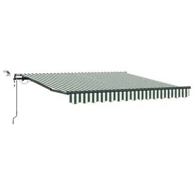 vidaXL Avtomatska retraktibilna tenda z LED zeleno in belo 350x250 cm