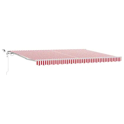vidaXL Avtomatska retraktilna tenda z LED rdečo in belo črto 450x350 cm