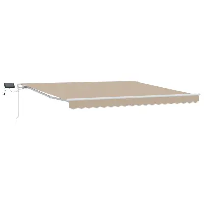 vidaXL Ročno Retraktibilna Tenda z LED Bež 400x300 cm