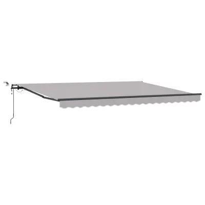 vidaXL avtomatska retraktibilna tenda z LED svetlo siva 450x300 cm