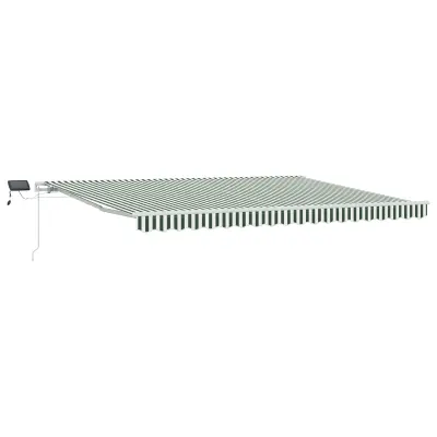 vidaXL ročna retraktibilna tenda z LED lučjo zelena in bela 450x300 cm