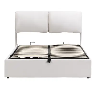 Oblazinjena postelja s predalom 140x190 cm - s tremi predali - letvena podlaga - žamet - bež