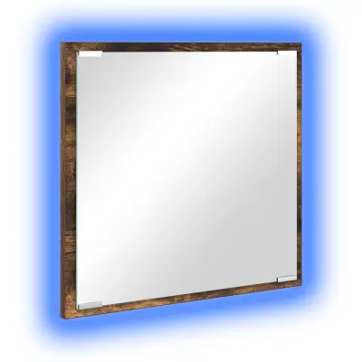 vidaXL LED ogledalo za kopalnico Prekajeni hrast 40x8.5x37 cm