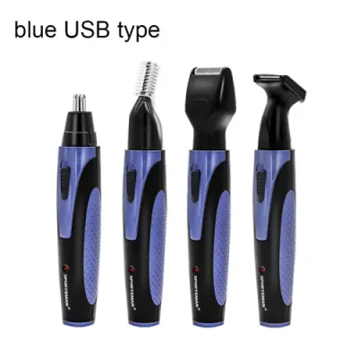 SPORTSMAN Štiri-v-enem USB polnilni prirezovalnik za ušesa, nos, brado, obraz in obrvi, prirezovalnik za dlake za moške (moder tip USB)