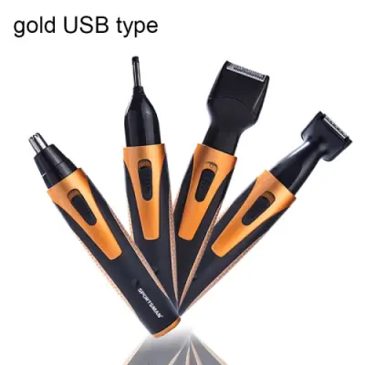 SPORTSMAN Štiri-v-enem USB polnilni prirezovalnik za ušesa, nos, brado, obraz in obrvi, prirezovalnik za dlake za moške (zlati tip USB)